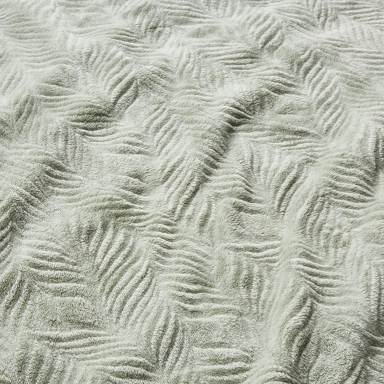 Leila Leaf Fleece Throw - Sage Green