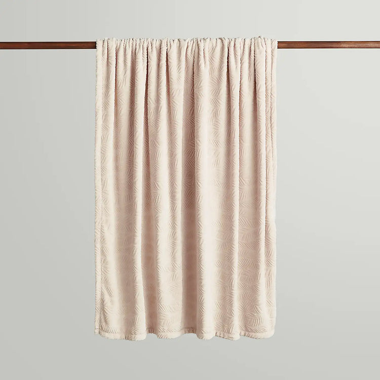 Leila Leaf Fleece Throw - Sandstone