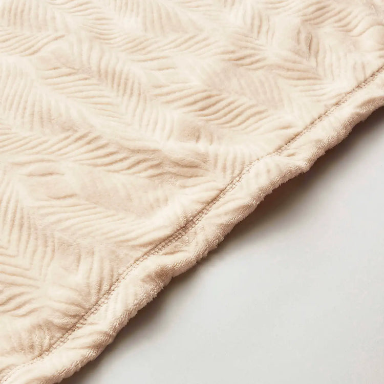 Leila Leaf Fleece Throw - Sandstone