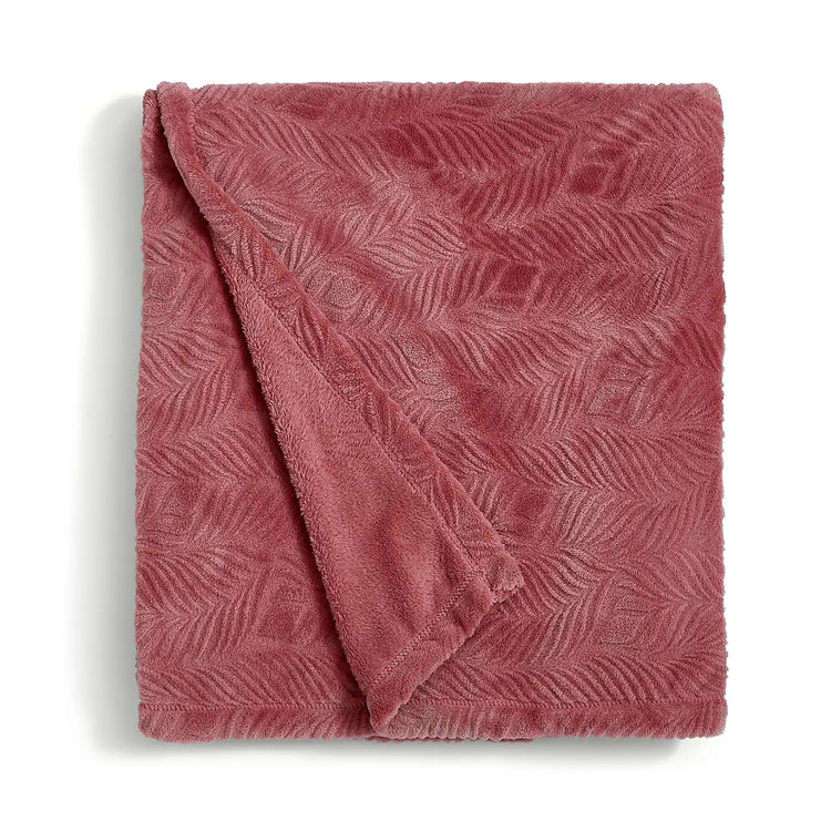 Leila Leaf Fleece Throw - Rose