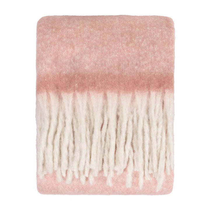 Cozy Woven Tasselled Throw Pink