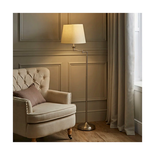 Rowan Swing Arm Floor Lamp - Cream Shade