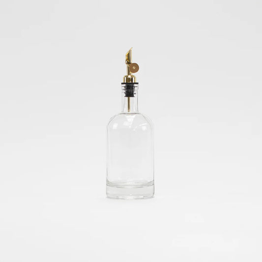 Round Amber Glass Oil Bottle (500ml) with Gold Pump