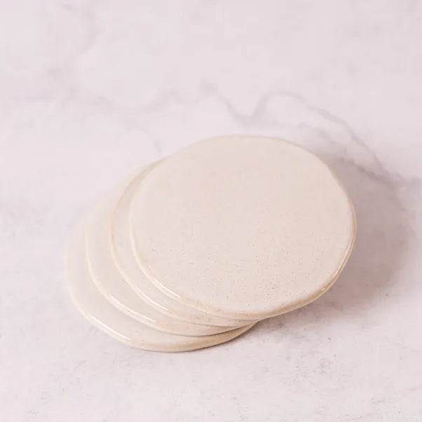 Cream Stoneware Coasters (Set of 4)