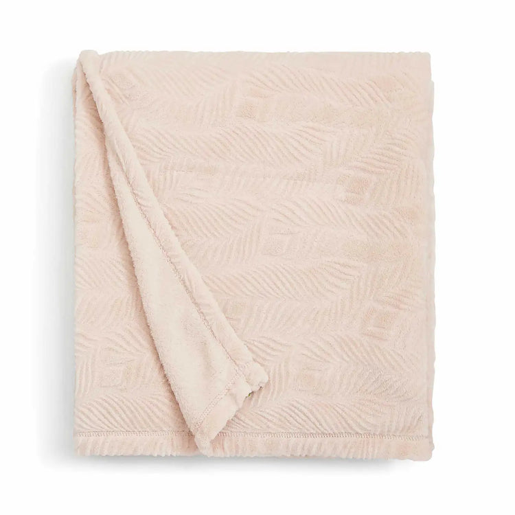 Leila Leaf Fleece Throw - Sandstone