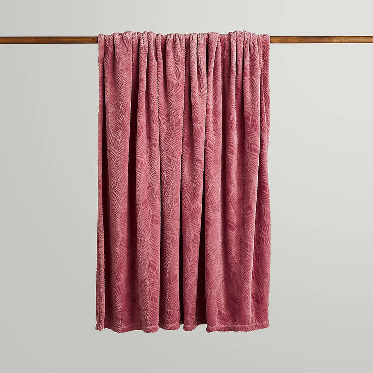 Leila Leaf Fleece Throw - Rose