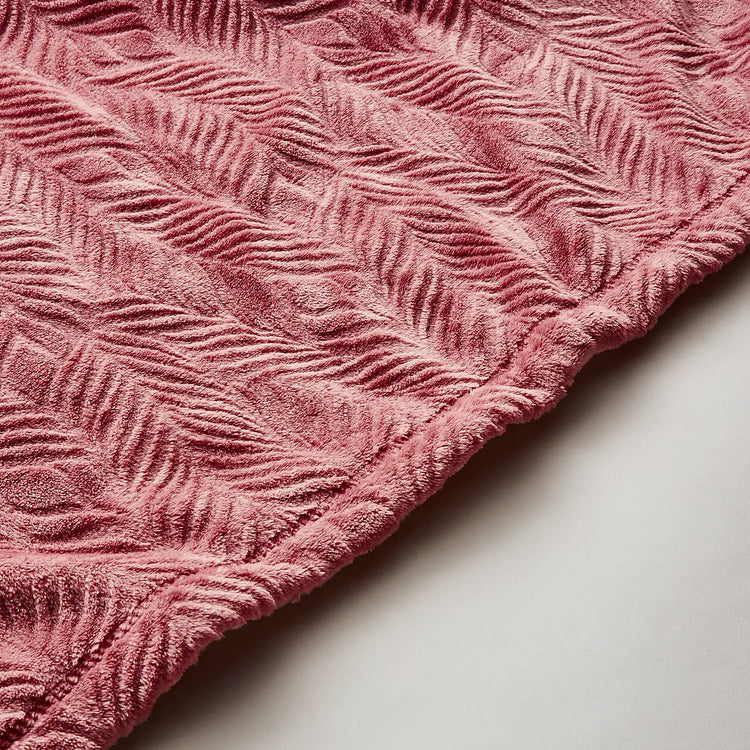 Leila Leaf Fleece Throw - Rose