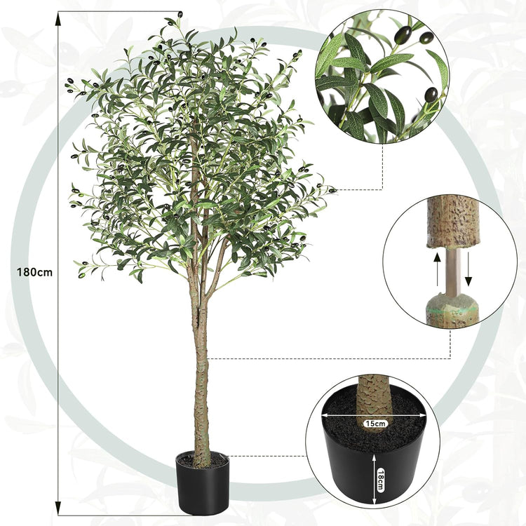 YOLEO 6FT Tall Artificial Olive Tree Faux Silk Plant