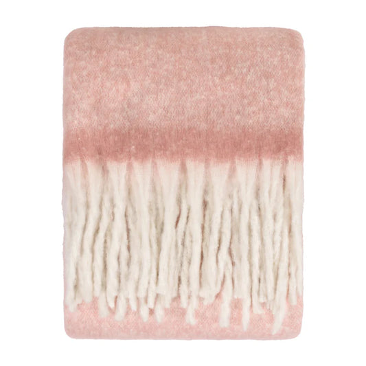 Cozy Woven Tasselled Throw Pink