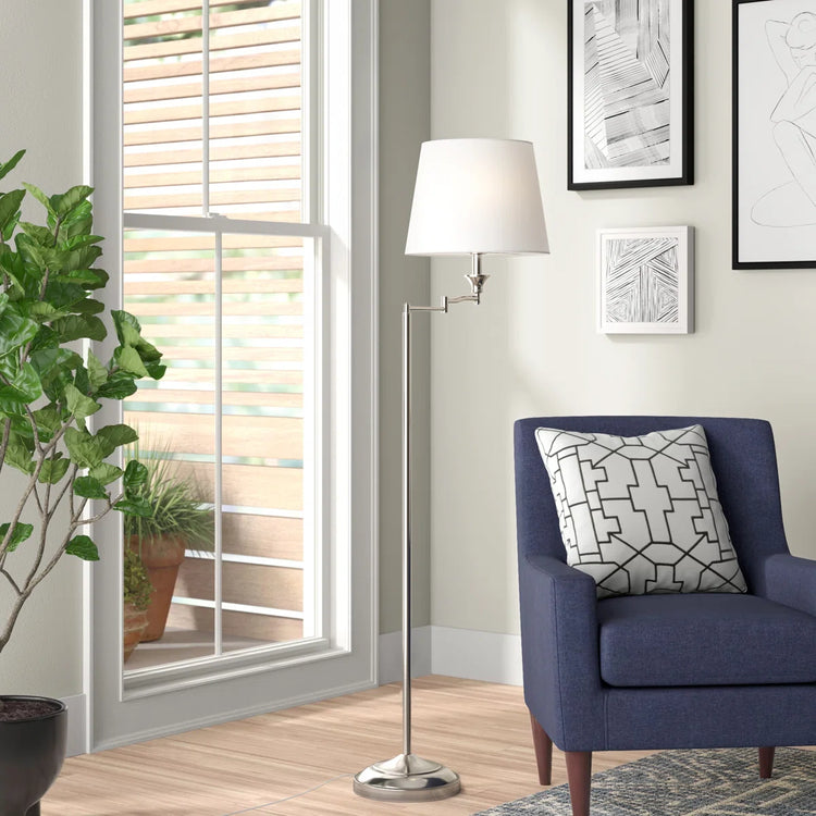 Rowan Swing Arm Floor Lamp - Cream Shade