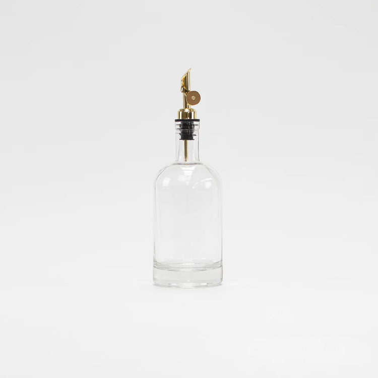 Round Amber Glass Oil Bottle (500ml) with Gold Pump