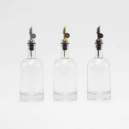 Round Amber Glass Oil Bottle (500ml) with Gold Pump